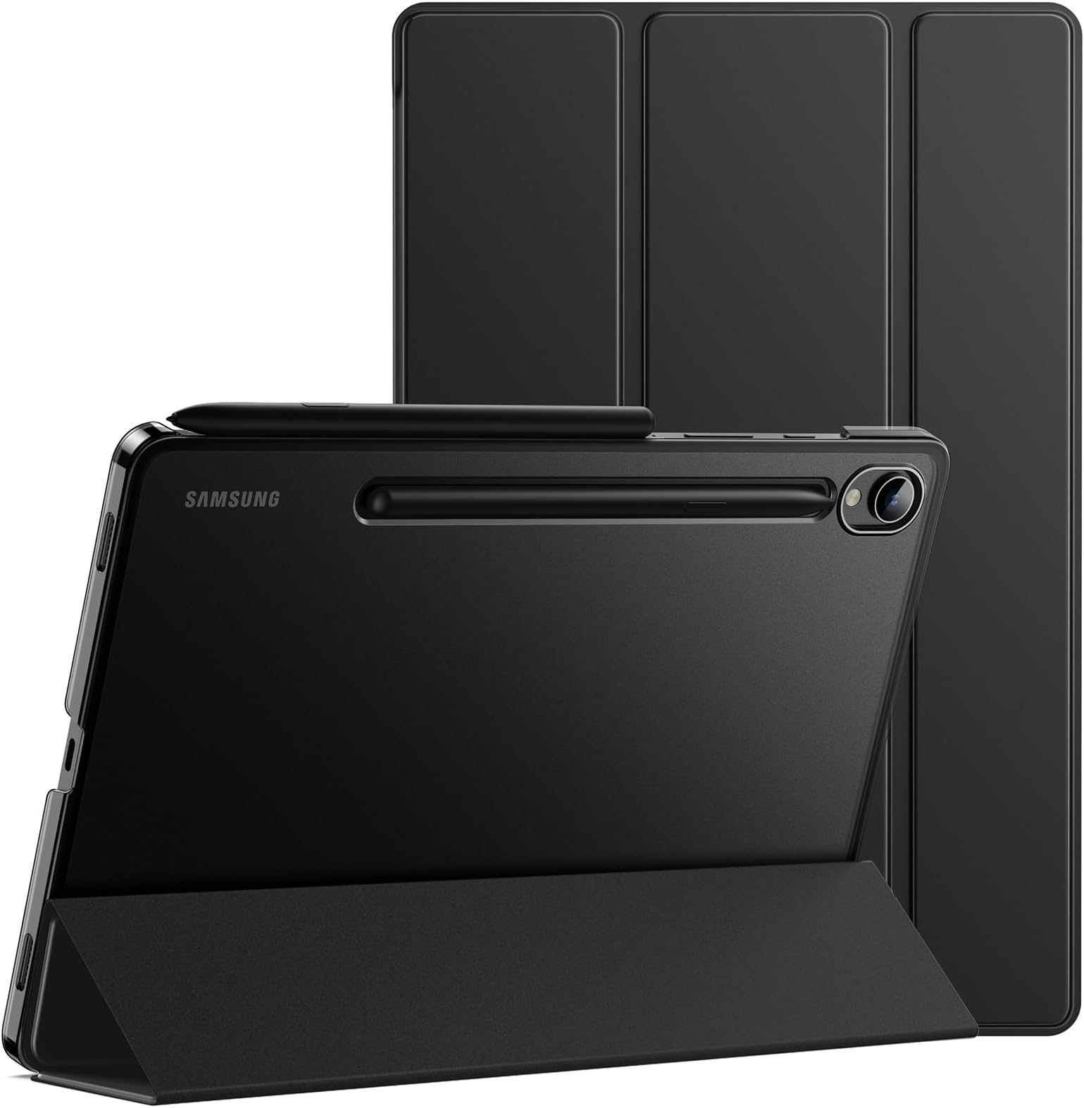JETech Case for Samsung Galaxy Tab S9 11-Inch, Translucent Back Tri-Fold Stand Protective Tablet Cover, Support S Pen Charging, Auto Wake/Sleep (Graphite Black)