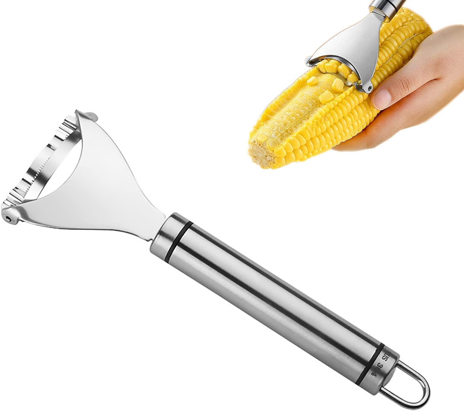 Corn Peeler Corn Planer Thresher,Corn Cob Stripper Tool,Premium Stainless Steel Corn Thresher Cob Remover Tool with Ergonomic Handle,Quick Corn Cob Remover