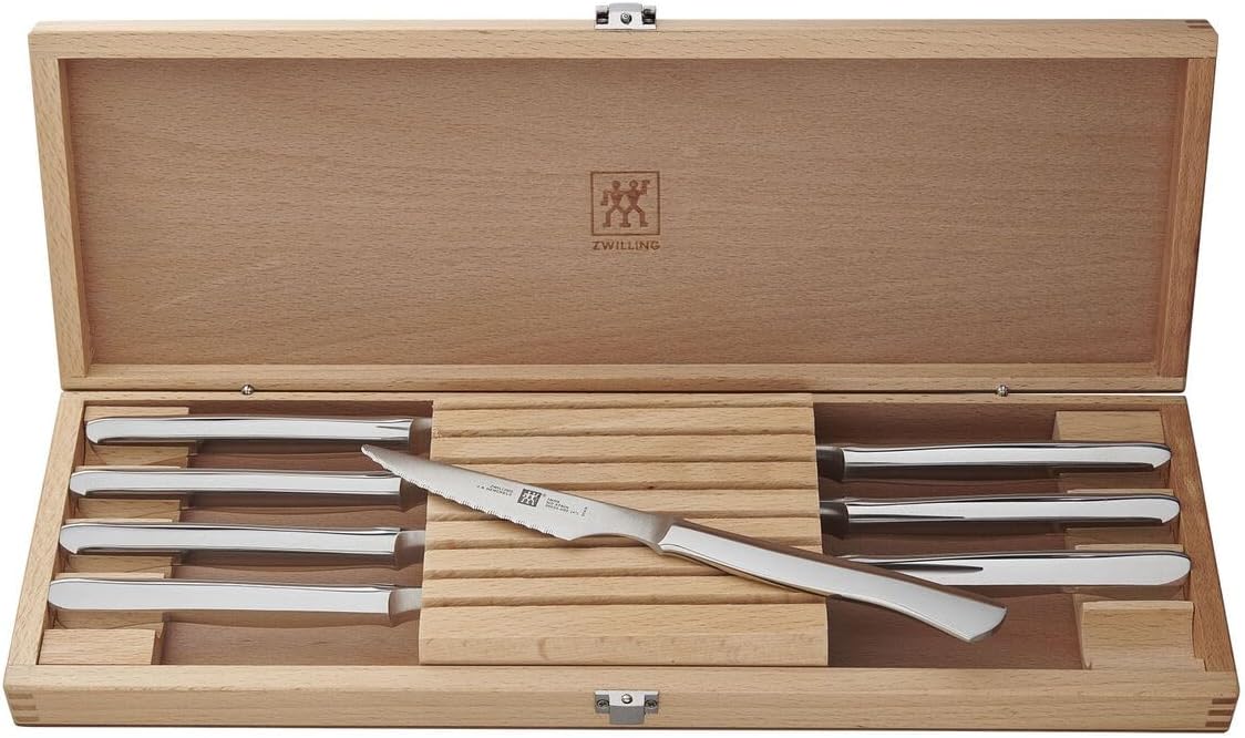 ZWILLING 8Piece StainlessSteel Steak Knife Set in Wood Gift Box