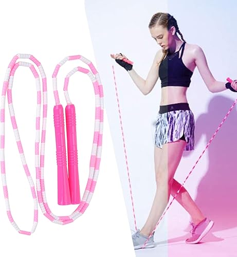 Miniatura 3 de Zerodis Jump Rope with Beaded Segments Ergonomic Handle, Lightweight Skipping Rope for Fitness, Boxing and Cardio Training, Anti Slip Rotation for
