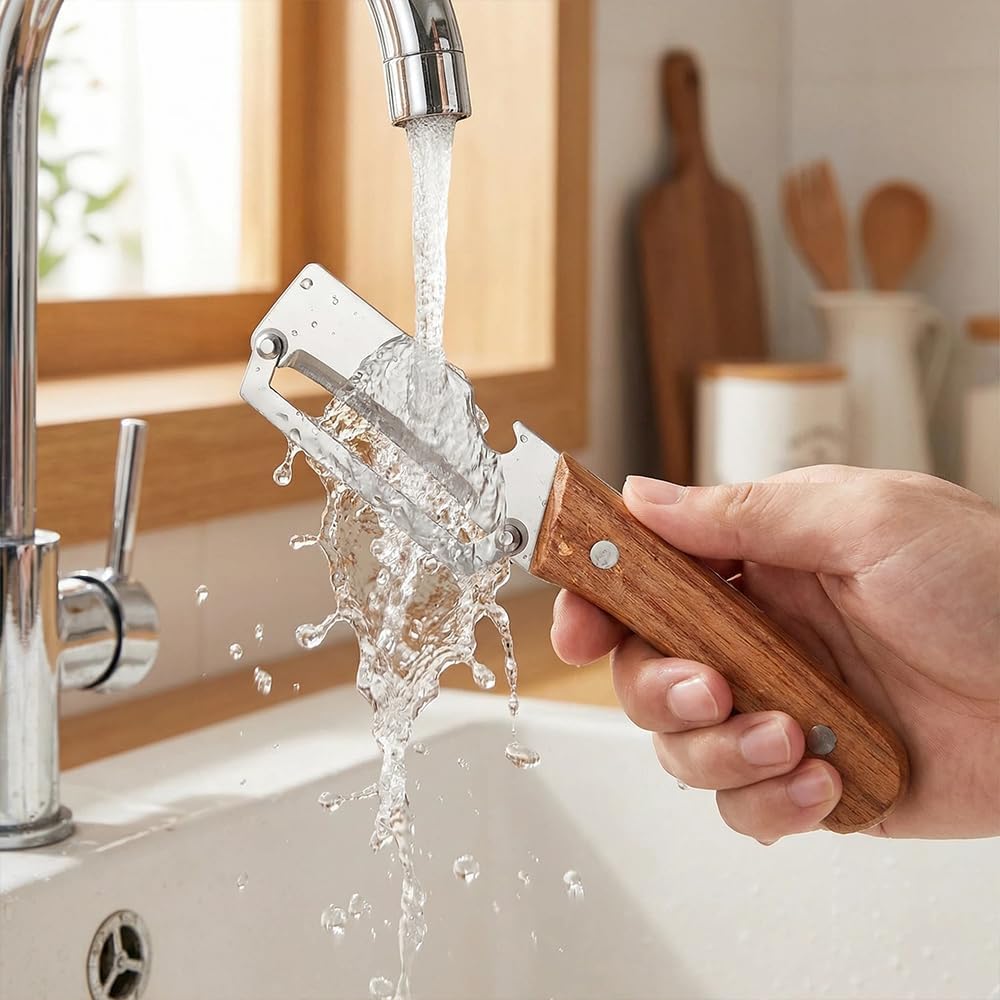 2 in 1 Premium Vegetable Peeler with Handle and Bottle Opener Stainless Steel Blade Kitchen Tool for Fruit Apple Potato Pumpkin Papaya Zucchini (1 PCS) - 4