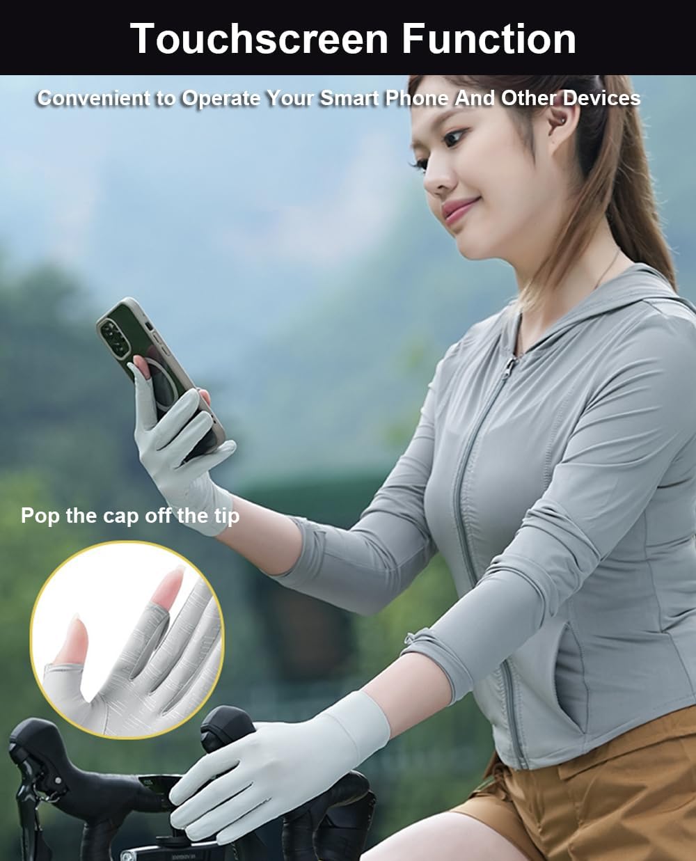 SUJAYU Thin UV Gloves Sun Gloves, Fullfinger UV Protection Gloves Driving Gloves for Women, Ice Silk UV Gloves for Driving