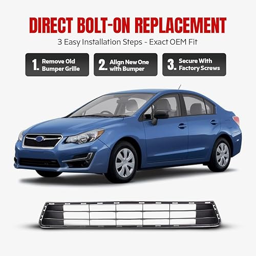 Miniatura 6 de FITRITE AUTO PARTS Nueva parrilla de parachoques delantero para Subaru Impreza 2015-2016, acabado texturizado gris oscuro mate, plástico SU1036101