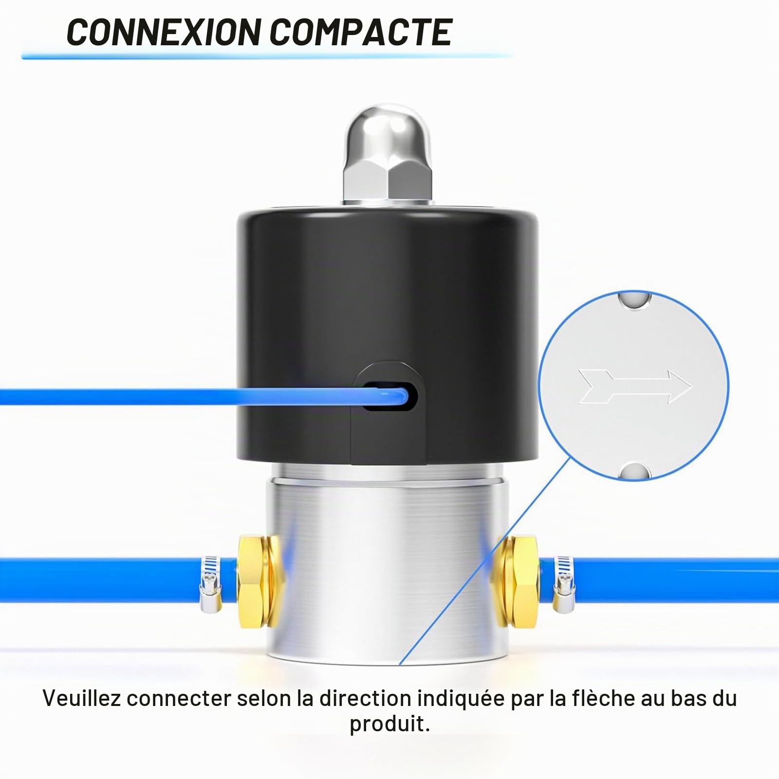 TAILONZ PNEUMATIC Électrovanne à barbe en acier inoxydable 1/4" BSP 12V pour l'eau, l'air, les carburants, les gaz Type fermé