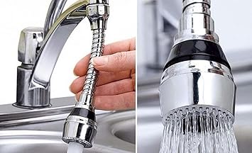 Zyomatiq Stainless Steel Sprayer Water Turbo Flex 360 Flexible Faucet Sprayer Water Tap Extender(6 inch, Silver)