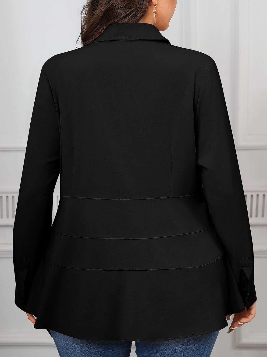 Beautife Women's Plus Size Blouse Long Sleeve Button Down V Neck Shirts image 3
