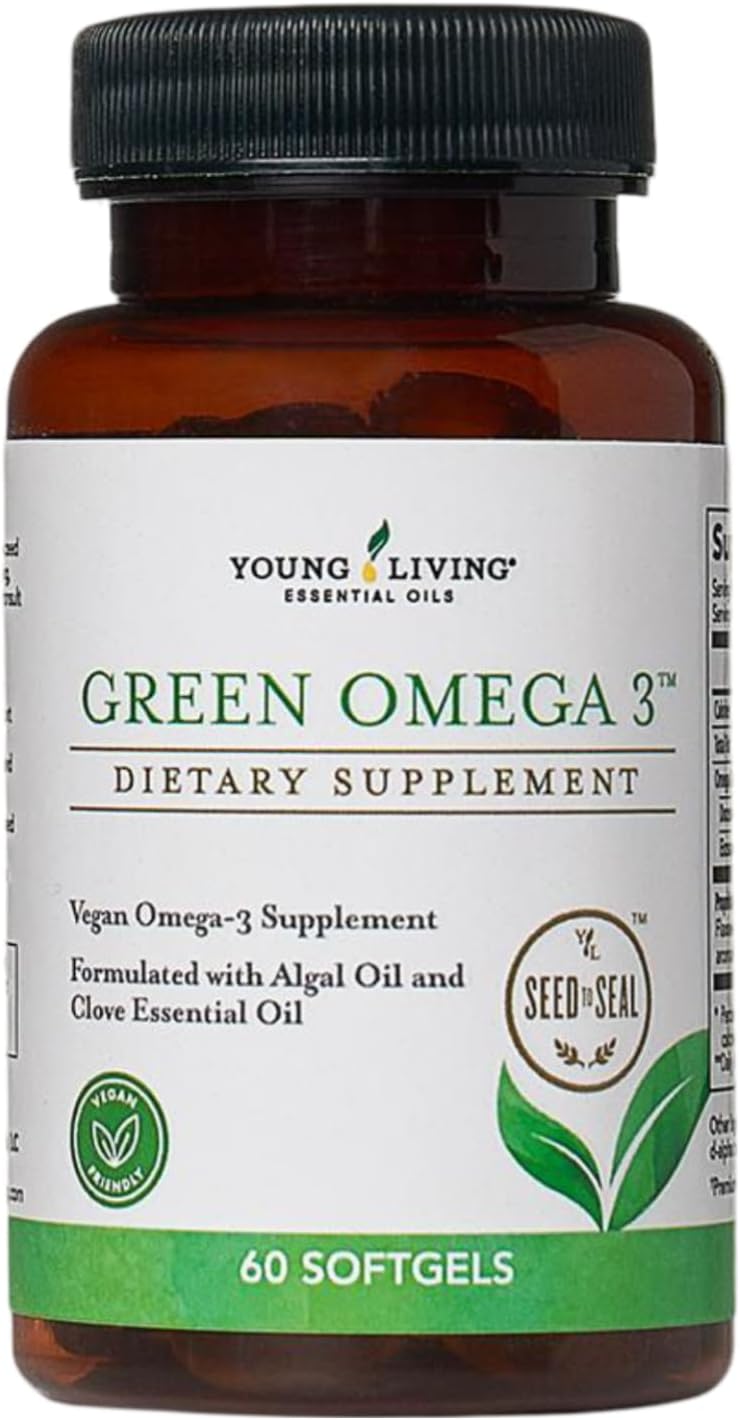 Young Living | Green Omega 3 Supplement | 60 Softgels | Vegan | Formulated with Algal Oil and Clove Essential Oil
