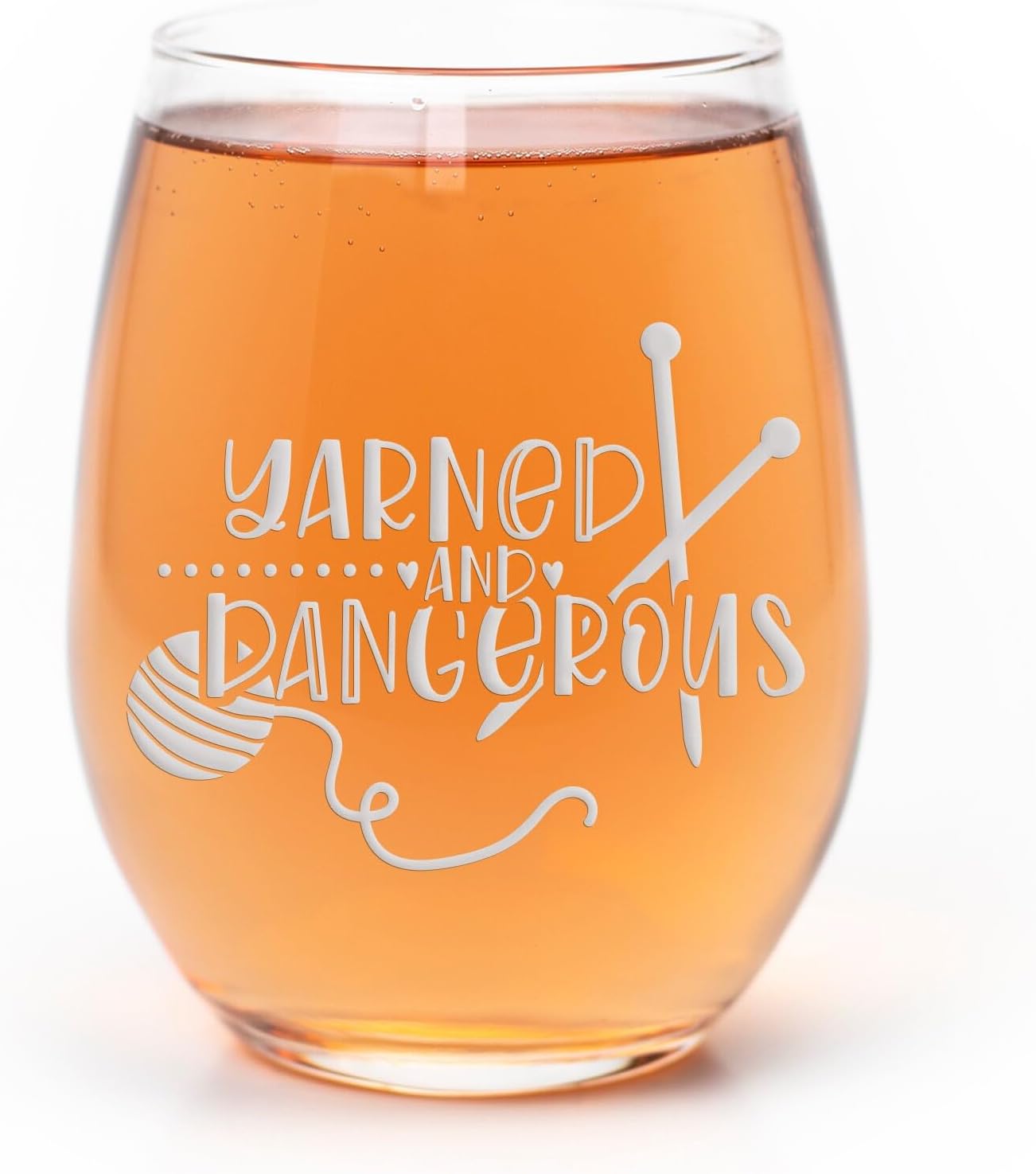 Yarned And Dangerous Knitting Stemless Wine Glass - Knitting Gift, Gift Ideas for Knitters - 2 Glasses