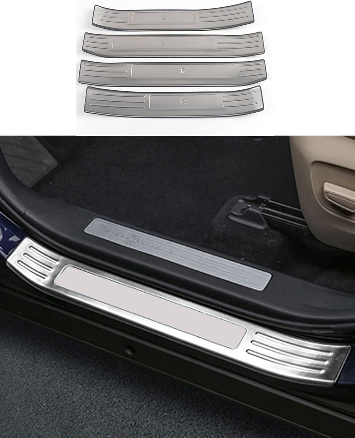 Car Accessories Compatible with Toyota Highlander 2021-2023 2024 2025 Door Entry Guard Plate Decoration Cover Trims Door Sill Protector Sticker Stainless Steel 4PCS(Silver)