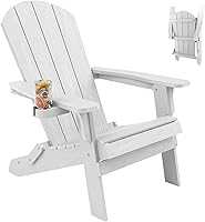 Vista 30 de YEFU Silla Adirondack, silla Adirondack de plástico de gran tamaño, sillas plegables para exteriores con soporte para tazas, silla de césped