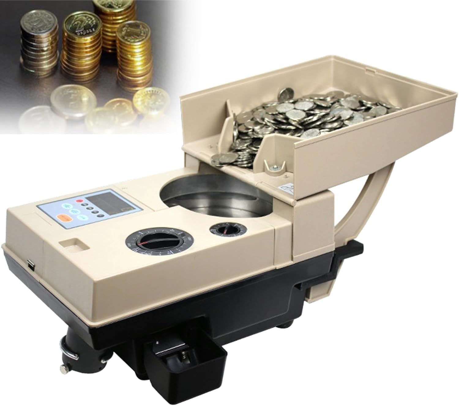 Contatore elettronico per monete 1200 monete, mini macchina digitale per conteggio automatico, display totale dei soldi, controllo automatico dei guasti, per negozio, banca, ristorante
