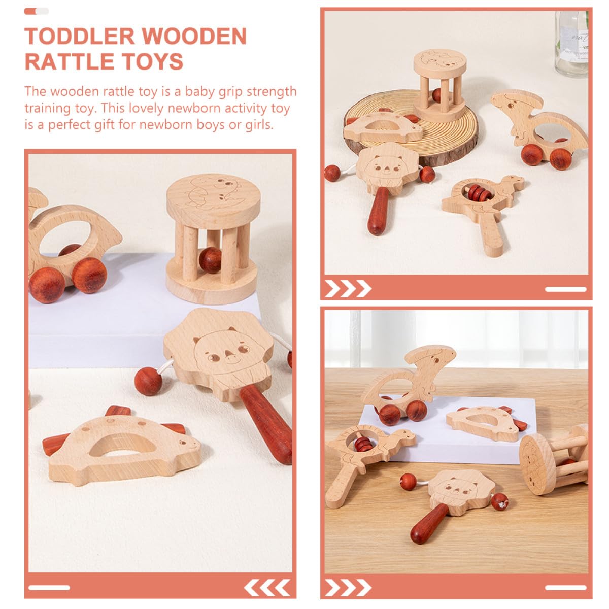 Sonaglio a Mano in Legno 5 Pezzi per Ragazzo Ragazza Beige | Gioco Musicale Leggero, per Party dei Ragazzo Ragazza, Allenamento della Presa