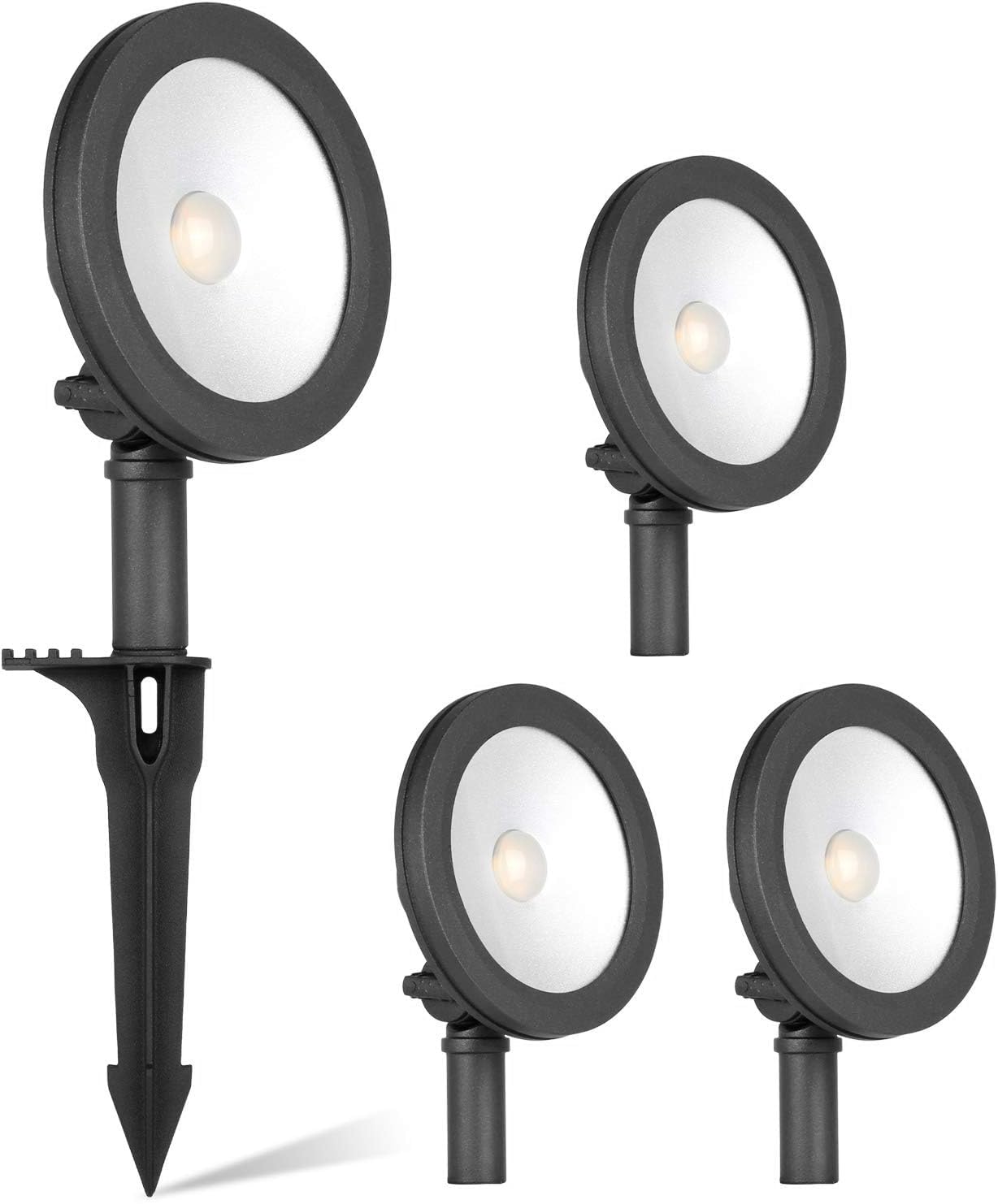 hykolity Low Voltage LED Landscape Wall Wash Light, 7.4W 430LM 12V Wired Outdoor LED Spotlight, 50 Watt Equivalent Landscaping Lights for Tree Building, Die-cast Aluminum, 15-Year Lifespan, 4 Pack