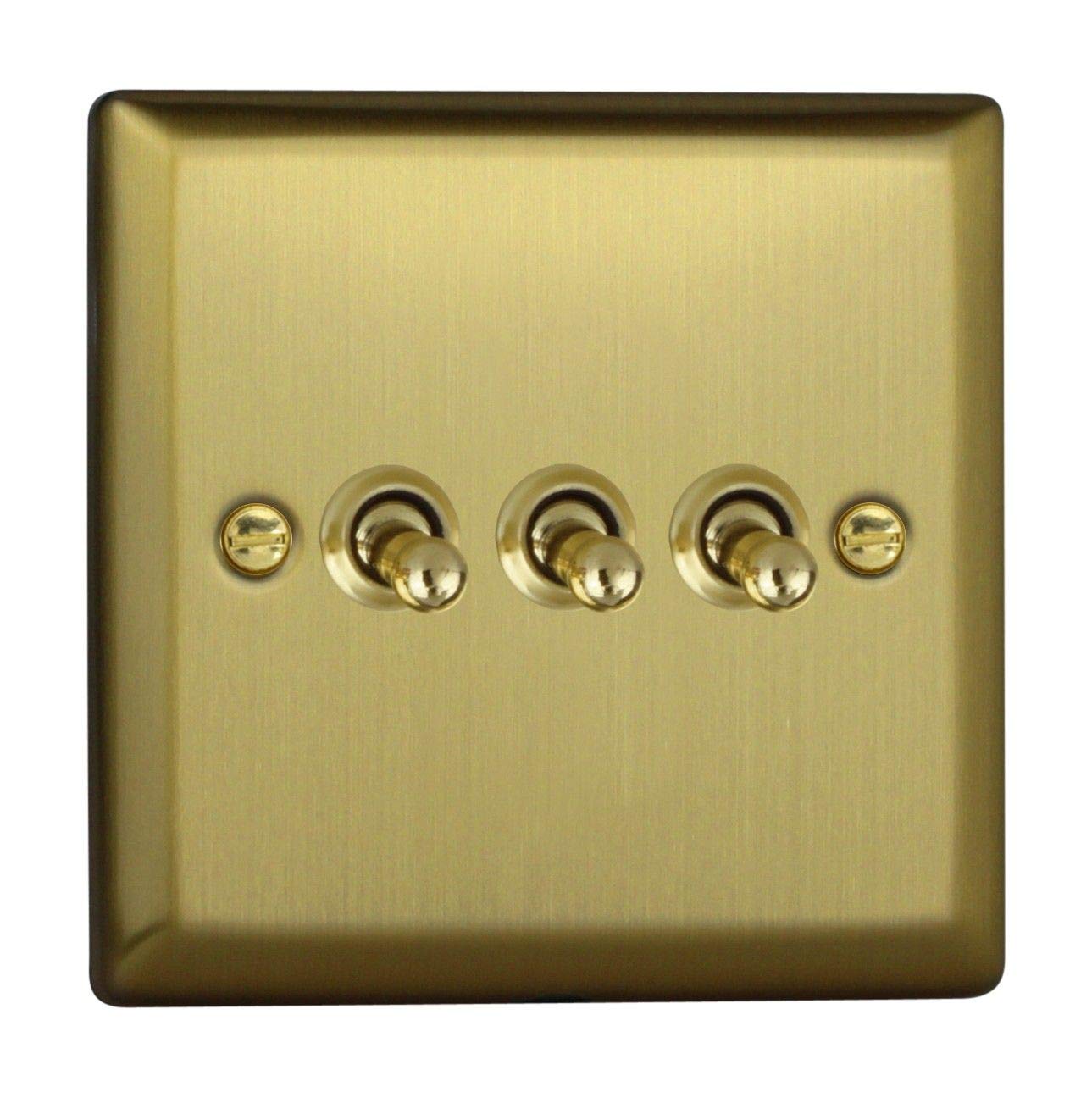 Varilight Urban Brushed Brass 3 Gang 2-Way 10 Amp Toggle Switch