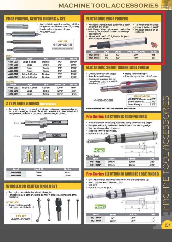 HHIP Electronic Edge Finder with 1/2" Shank, .200" Stylus Break-Away