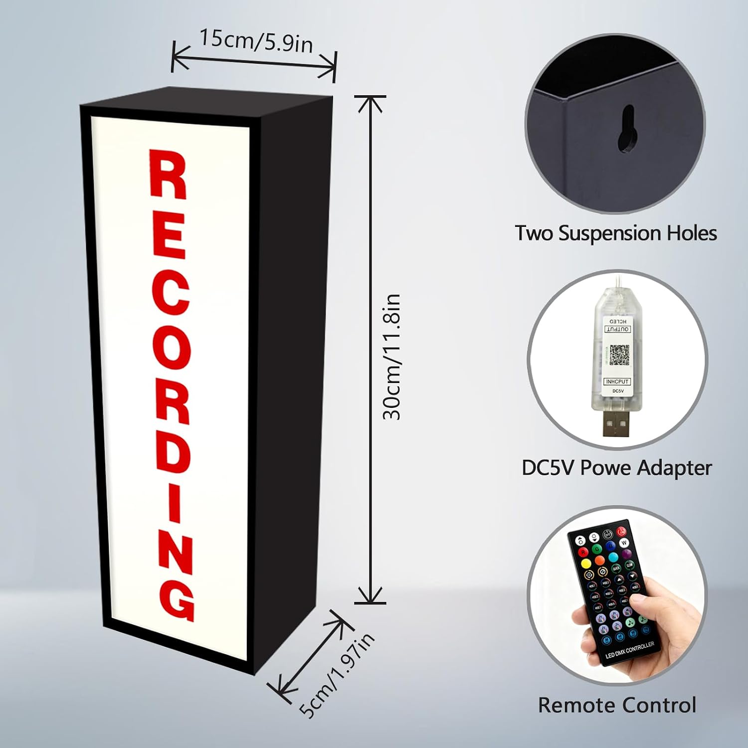 RECORDING Studio LED Light YouTube Lighting USB Powered Recording Neon Light Box Many Lighting Modes Using With Remote Control for Recording Radio Station Music Production Room Home Decoration image 3