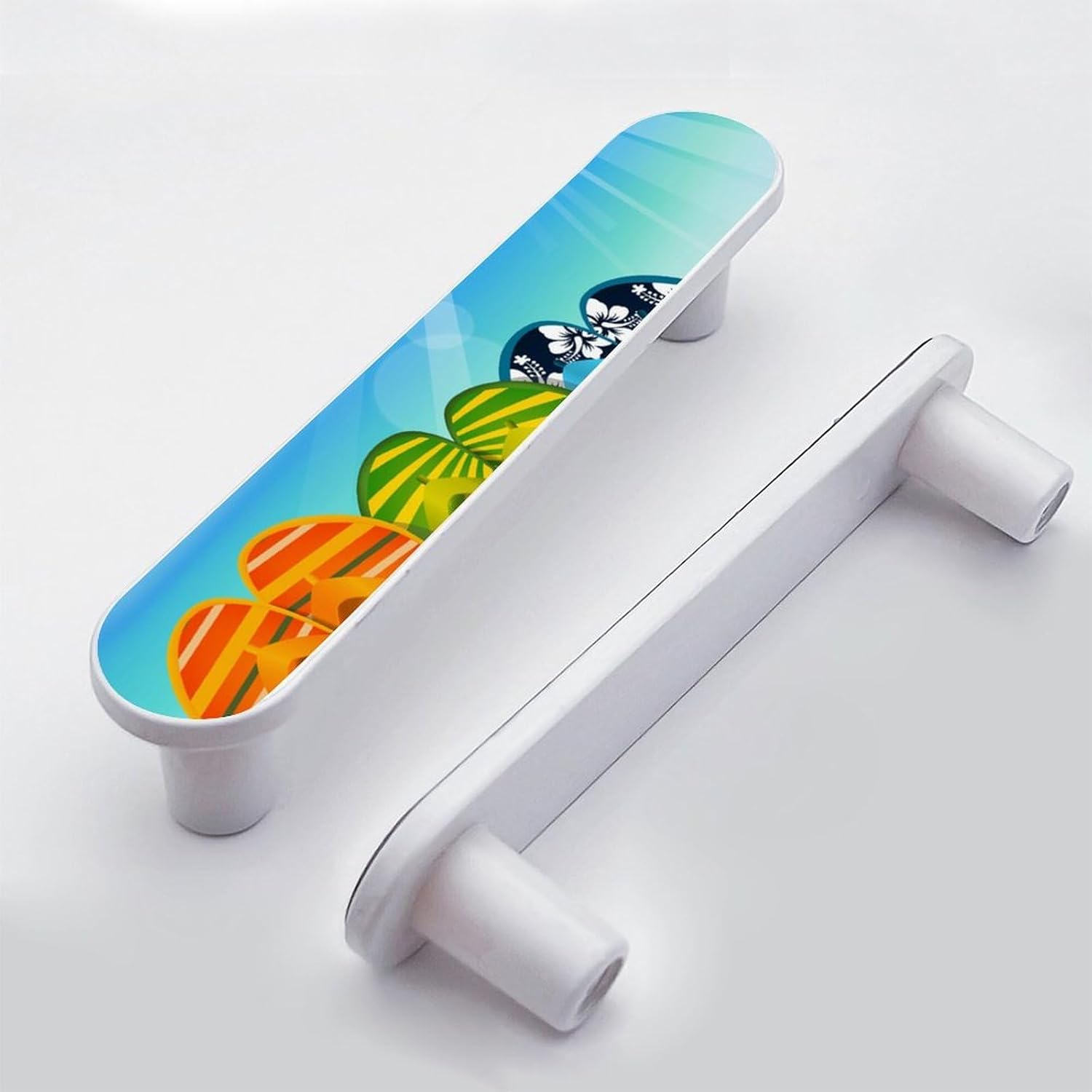 4 Pack Colorful Flip-Flops Pattern Cabinet Pulls, 3.75 Inch Hole Center Drawer Handles for Kitchen Cabinets, Bathroom Vanity, Dresser Cupboard Doors-Black