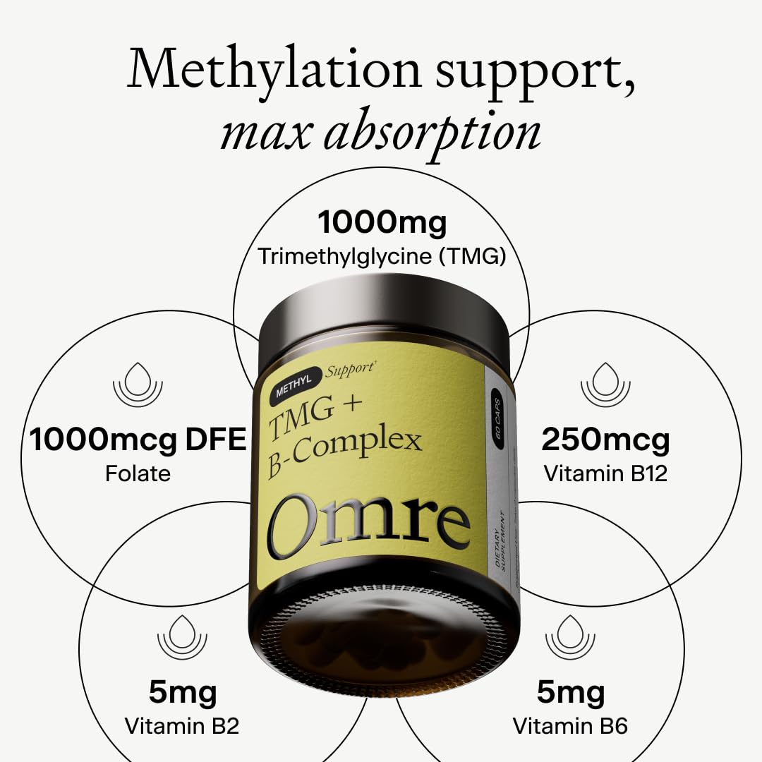 OMRE - TMG (Trimethylglycine) 1000mg with Methyl B Complex — Supports Heart & Liver Health — Betaine Supplement, Vegan - Methyl Donor — Amazon image 4