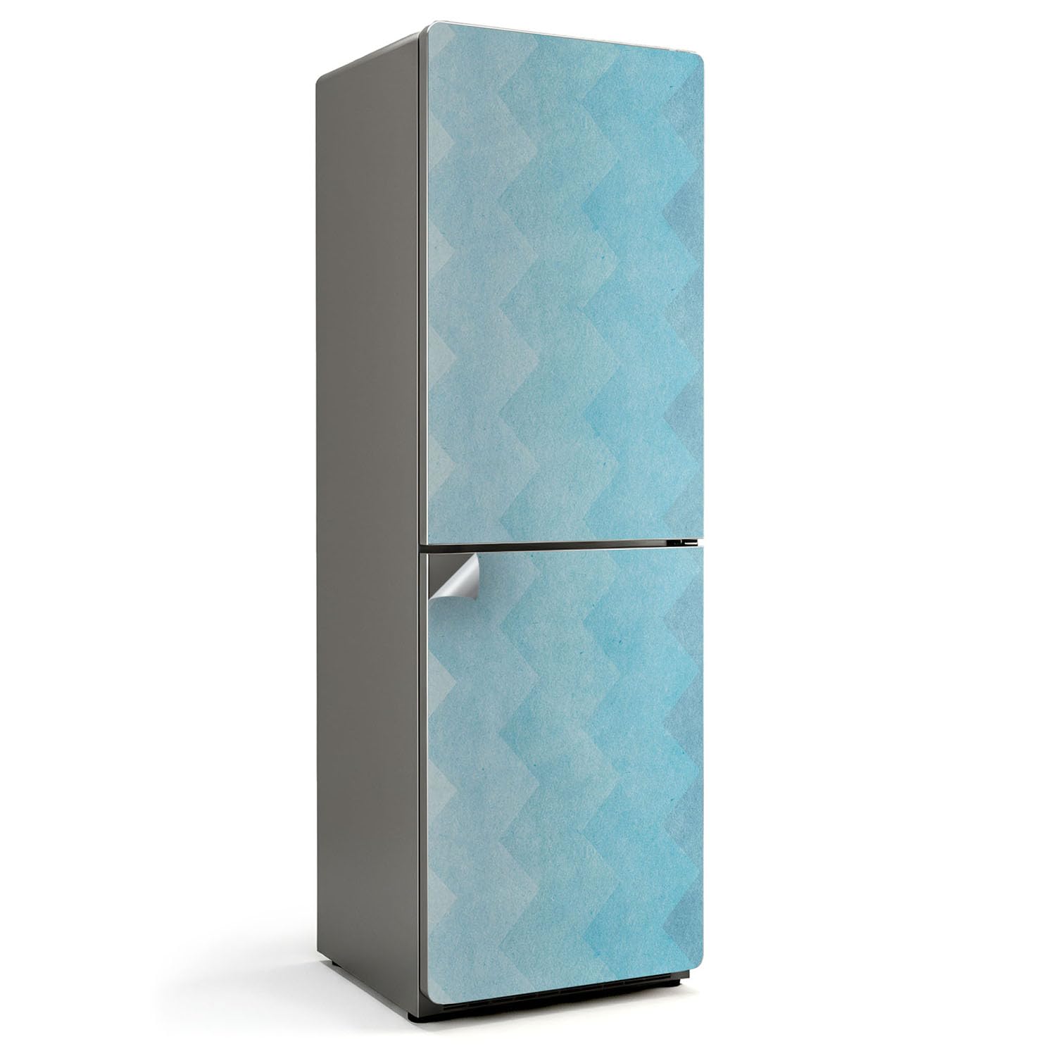 Sticker frigo 60x190 cm pour masquer les rayures et décorer la cuisine avec un motif zigzag