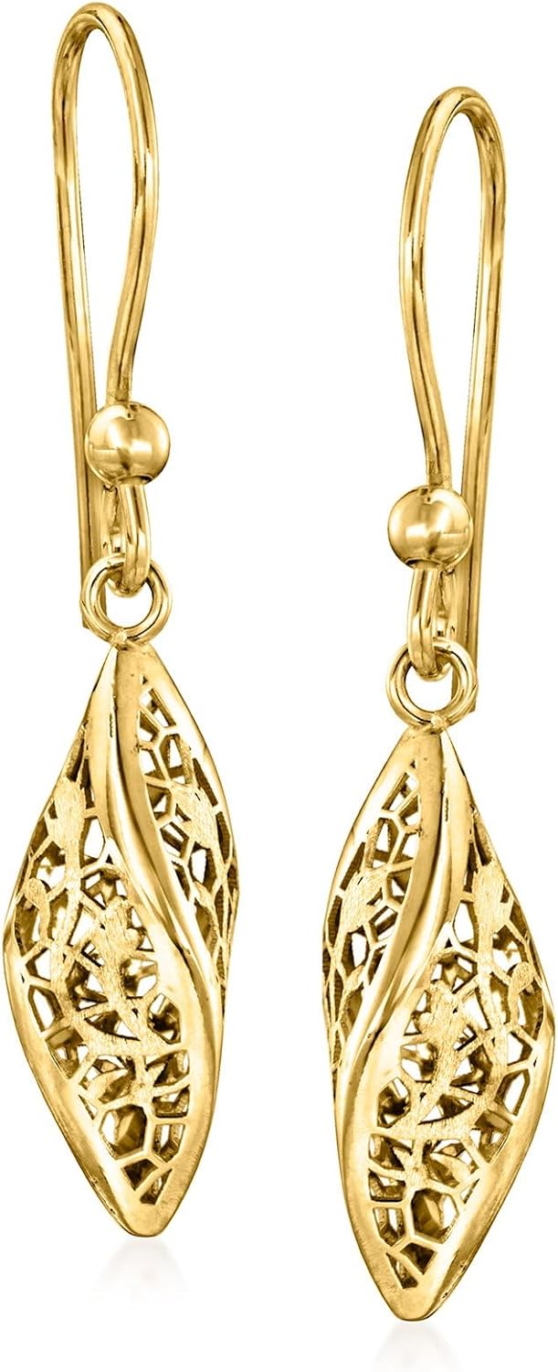 Ross-Simons Italian 14kt Yellow Gold Twisted Lace Drop Earrings