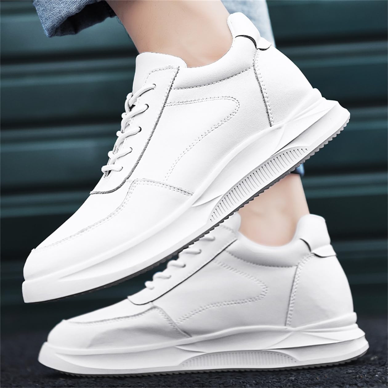 VIBLiSS Altezza Invisibile Maschile Aumentare Le Scarpe Ascensori, Allenatori Sportivi Leggeri Allacciati, 3,14 Pollici più Alti