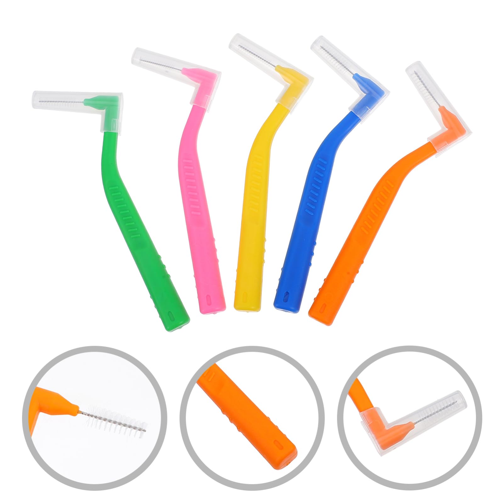 TOVINANNA 5pcs Interdental Brush Toothpick L-Shaped Wider Spaces Dental Toothbrush Between Teeth Cleaner Deep Clean Toothpick Dental Flosser Toothbrush