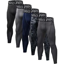 Mens Compression Pants 5 Pack Athletic Running Gym Tights Cool Dry Thermal Base Layer Workout Leggings for Sports