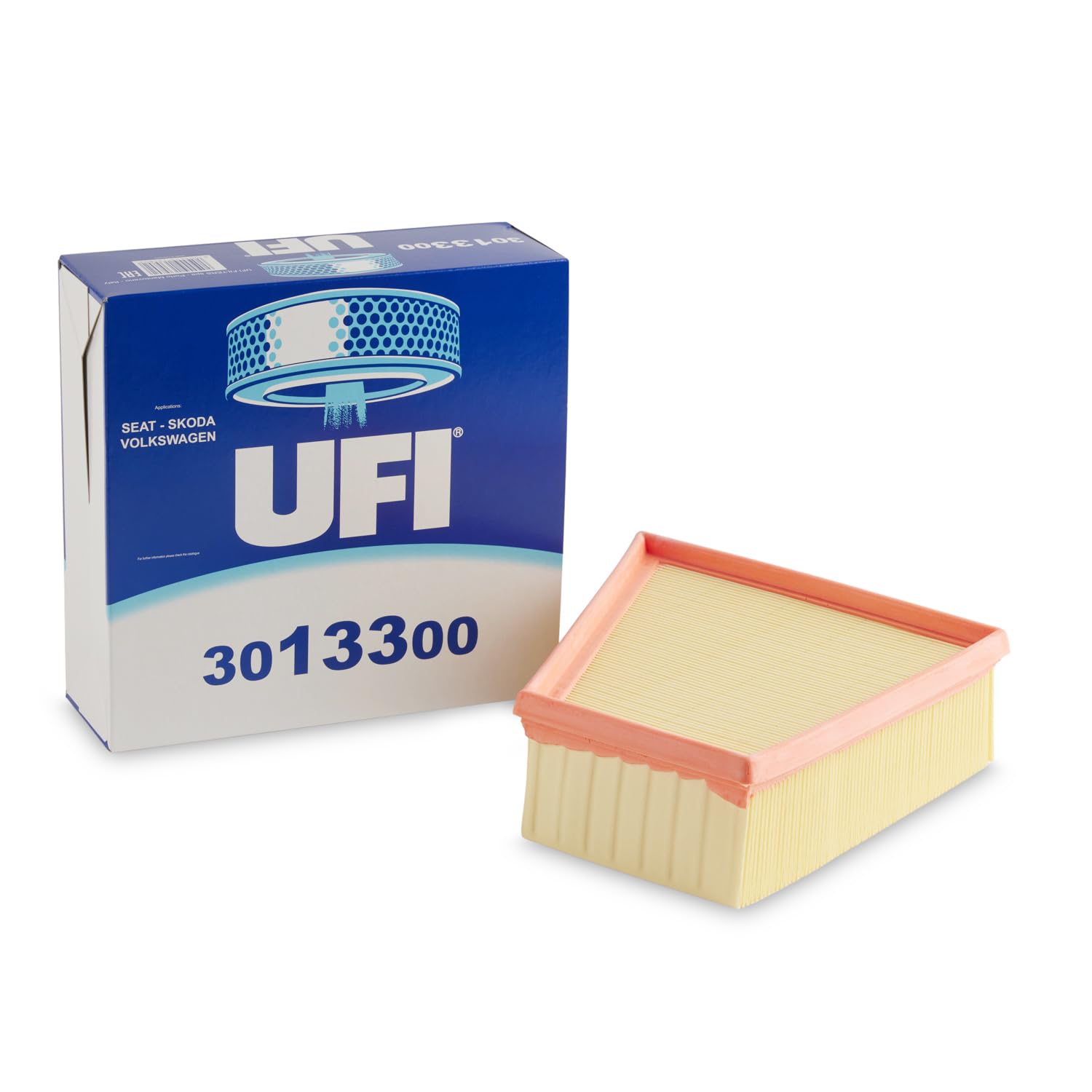 UFI Filters, Filtro de Aire 30.133.00, Filtro de Aire de Recambio, Apto para Coches, Apto para Modelos de Seat, Skoda y Volkswagen