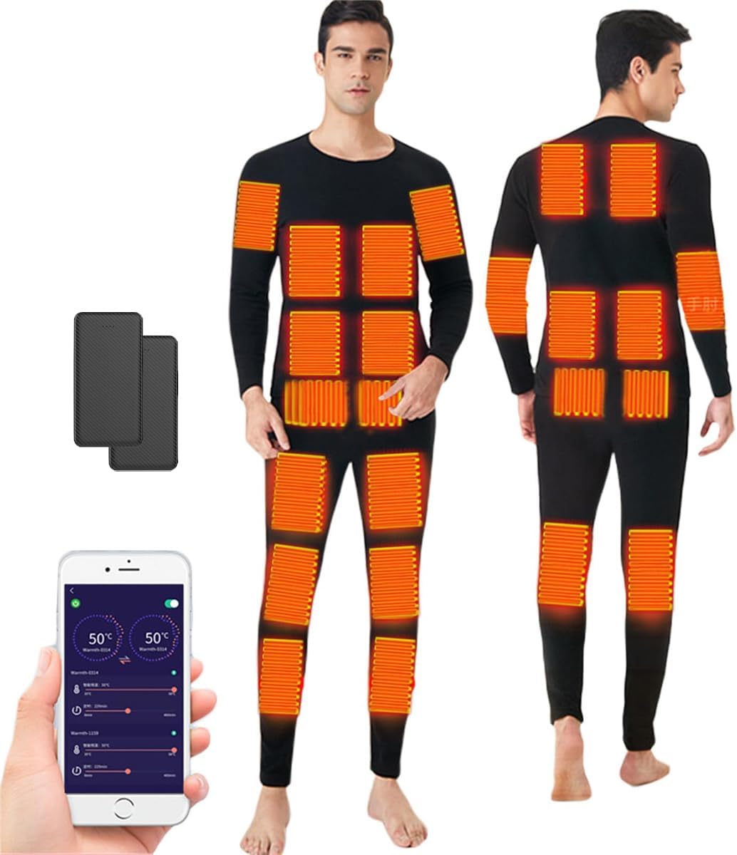 Guimuer 24 Zones Heated Underwear USB Electric Heating Shirt And Pants