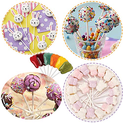 500 Pack Lollipop Sticks,4 Inch Paper Sucker Stick,Cake Pops Stick For Cake Topper,Chocolate,Rainbow Candy,Cookies,White #TOP3