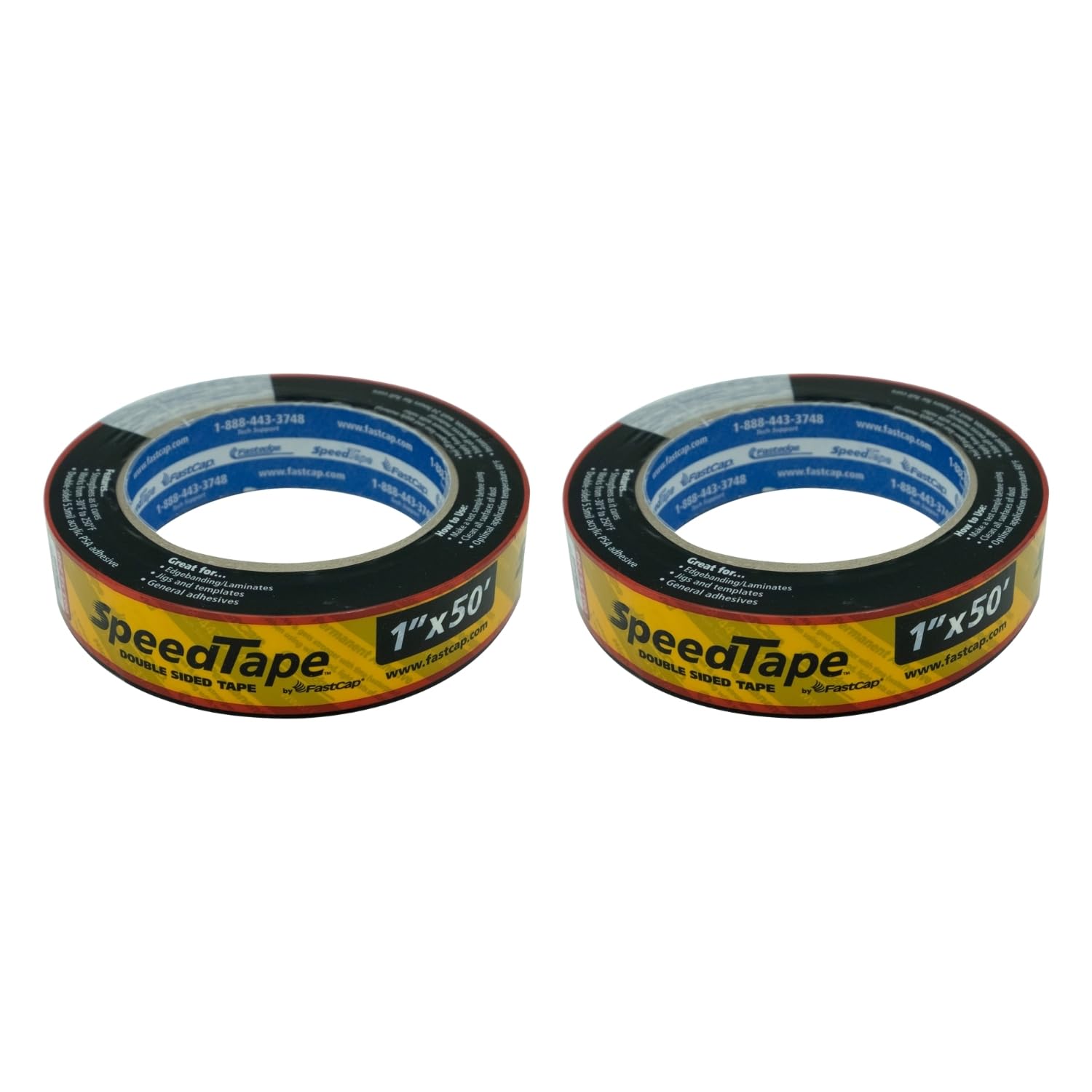 Peel and Stick SpeedTape Double Sided Adhesive Tape for Edge Banding - Wood Working Tools for Home Repair and Home Improvement - 1" x 50', 2-Pack - 98224-2P