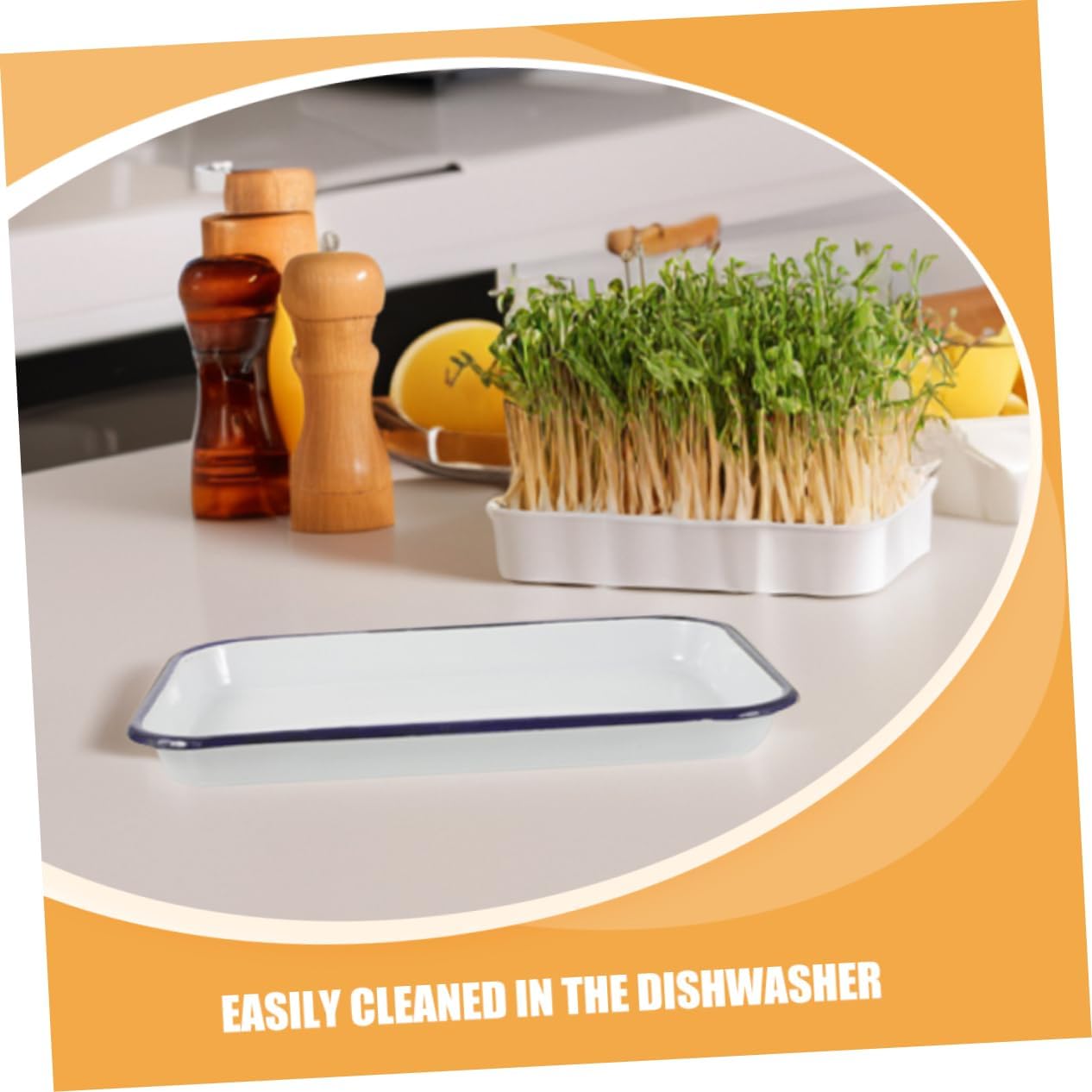 2Pcs Enamel Rectangular Roasting Tray Non Stick Baking Pans Heat Resistant Cookware for Kitchen Restaurant Versatile Durable Dishwasher Safe