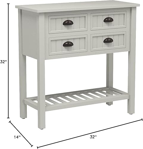 Miniatura 2 de Bailey Bead Board Mesa consola de madera con cuatro cajones con estante, acabado blanco antiguo Blanco antiguo,Azul marino (Antique Navy),Rojo
