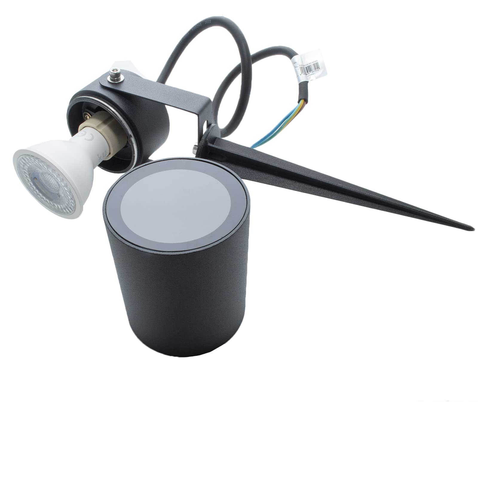Planetitaly Faretto SPOT picchetto orientabile IP65 LED GU10 8W segnapassi bianco nero corten impermeabile luci giardino alberi 230V (Colore Bianco, Senza lampada