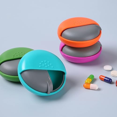 Miniatura 8 de Pastilleros de viaje, organizador de píldoras, portátil, pequeño, para bolso, lindo recipiente redondo para medicina, píldoras, aceite de pescado,