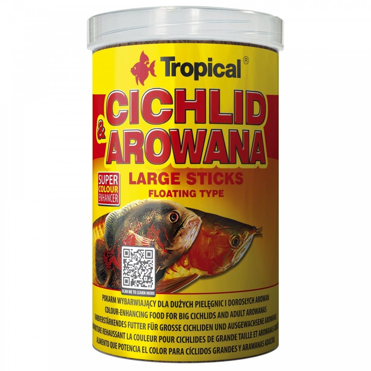 CICHLID&AROWANA LARGE STICKS 250ml / 75g - colour-enhancing food for large cichlids & adult arowanas with astaxanthin & beta-glucan