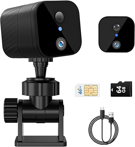 Cámara de seguridad celular 4G LTE, pequeña cámara inalámbrica 2K HD, no necesita WiFi, visión nocturna por infrarrojos, detección de movimiento