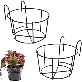 2 pieces railing planters flower pot flower pot holder round