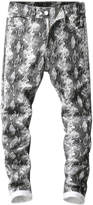 Amazon.com: Pantalones vaqueros para hombre con estampado de piel de  serpiente, ajustados y elásticos, color gris, 38 : Ropa, Zapatos y Joyería