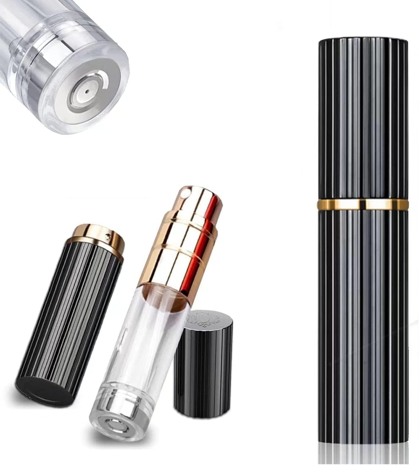Portable Perfume Atomizer, 5ml Mini Refillable Travel Spray Bottle with Fine Mist Pump, Leak-Proof Portable Fragrance Dispenser for Women and Men, Essential for Purse and Pocket