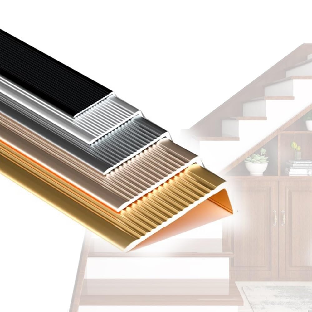 Perfil De Borde De Escalón Aluminio Tiras Antideslizantes para Peldaños Perfiles Angulares Forma De L para Escalones Madera Metal Baldosas(Grey,52"/130cm)