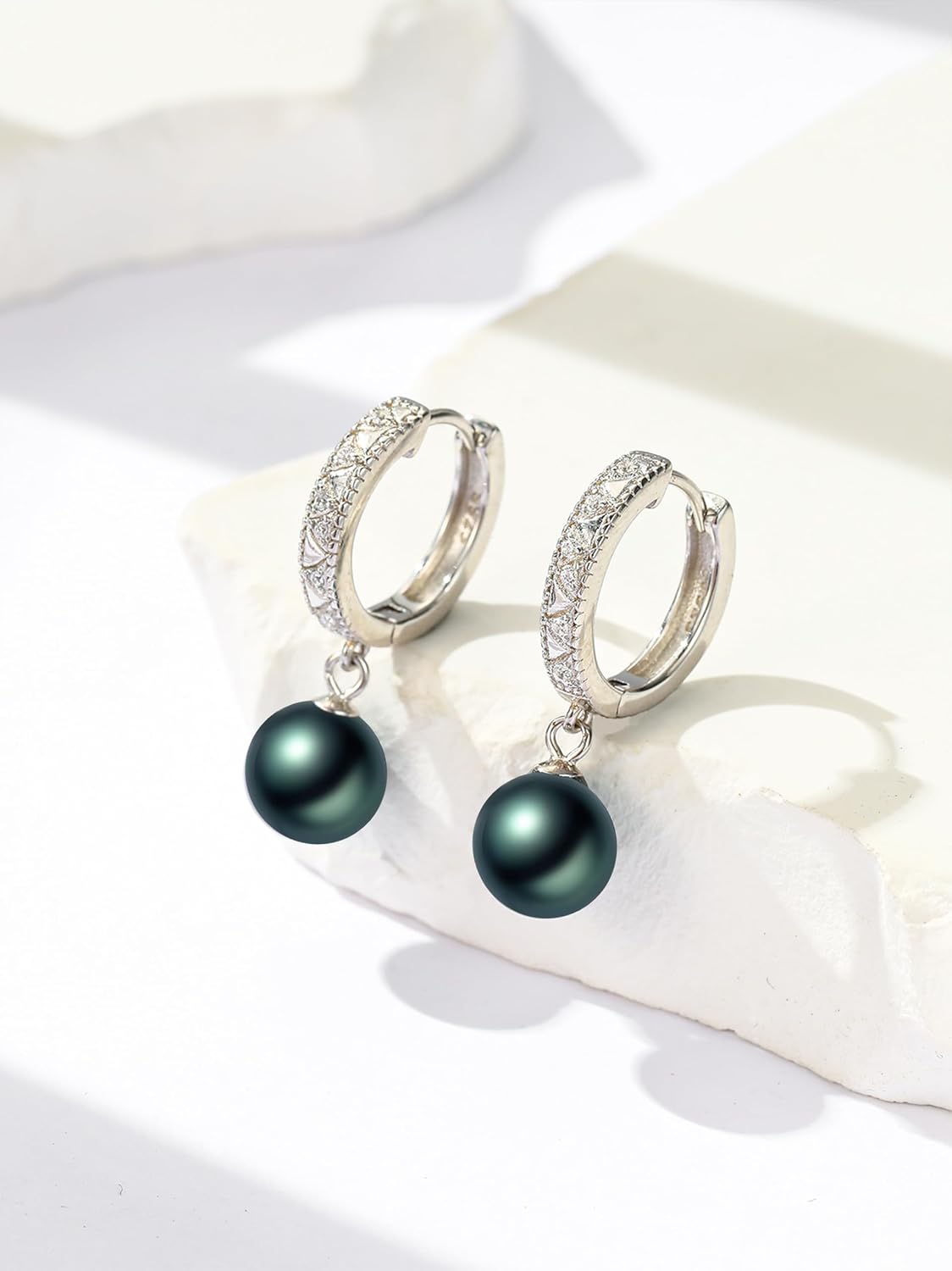 AAAAA Grade Tahitian Black Pearl Earring,925 Sterling Silver Jewelry,Valentines Wedding Anniversary Birthday Gifts for Her Wife Mom Daughter Grandma Sister