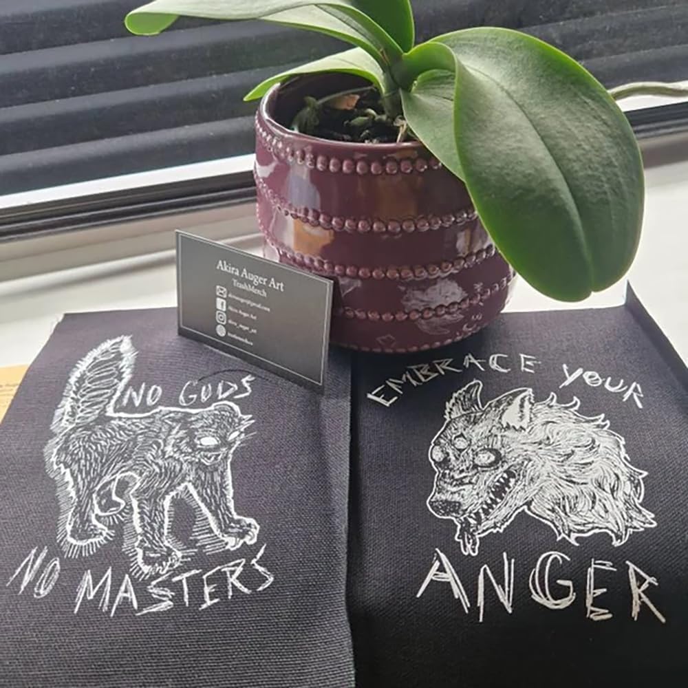 2 Pcs Gothic Punk Spider Web Patches – Printed Sew On Appliques for DIY Crafts, Halloween Costume Decor for Jackets Jeans Vests Backpacks Shirts (No Gods & Embrace Your Anger) image 4
