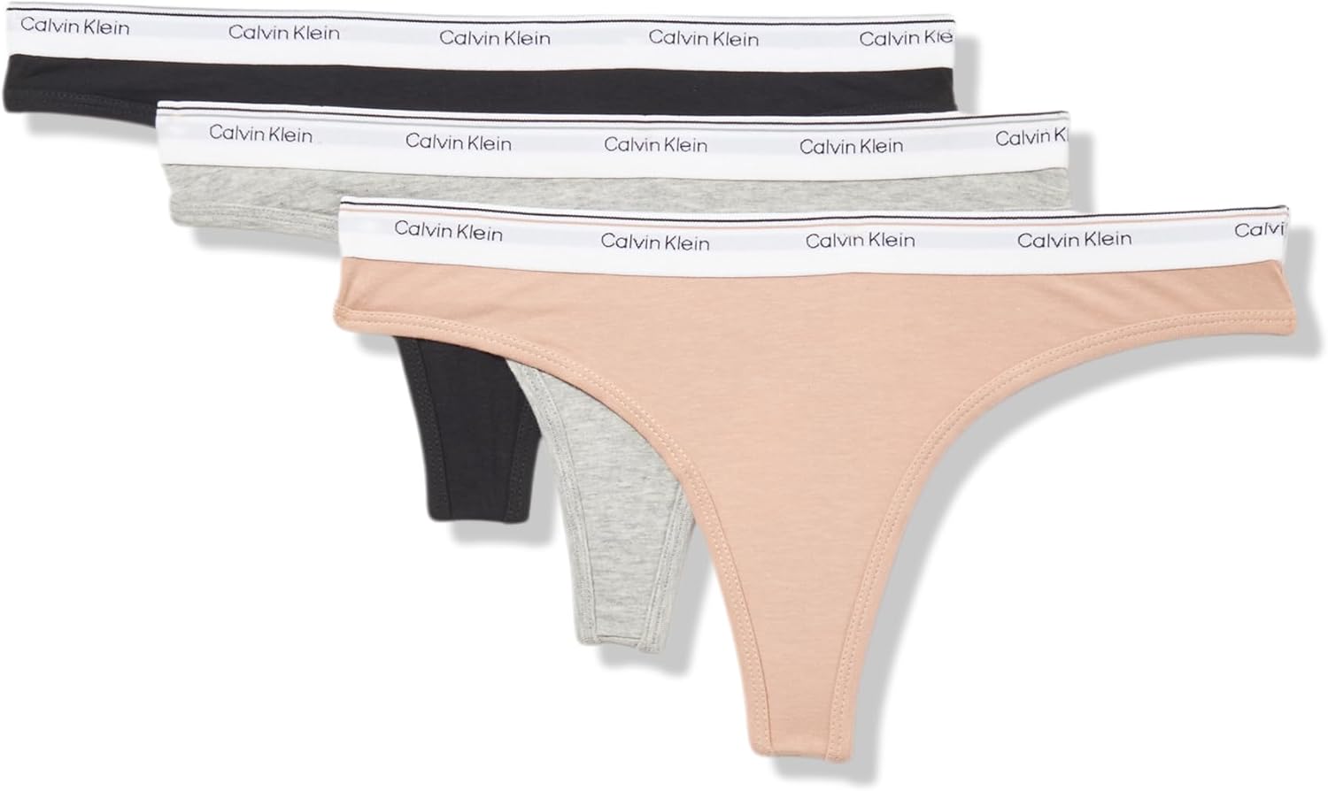 Calvin Klein womens Balance Cotton Stretch Thong Panties, 3 Pack
