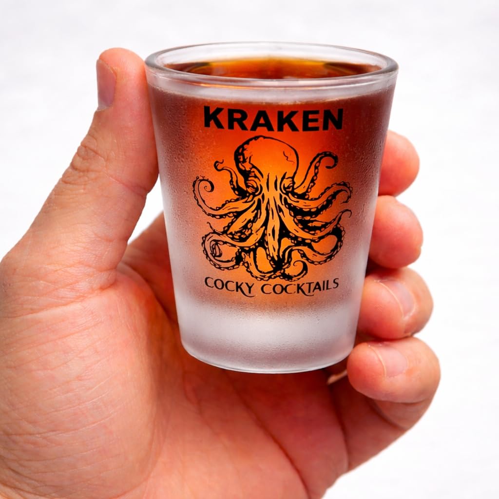 Cocky Cocktails - Bicchierini da shot dritti Kraken Rum (confezione da 2)