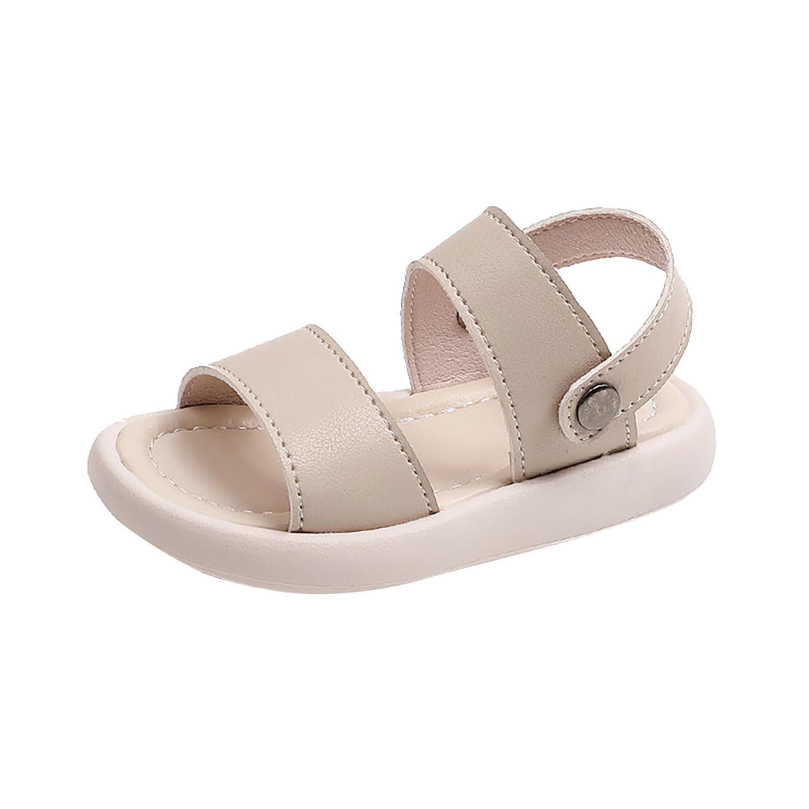 Children's Sandals Solid Soft Boys' Beach Shoes Girls' Leather Sandals Slippers Purpose Slippers Baby Girl Shoes (Beige, 6 Infant)