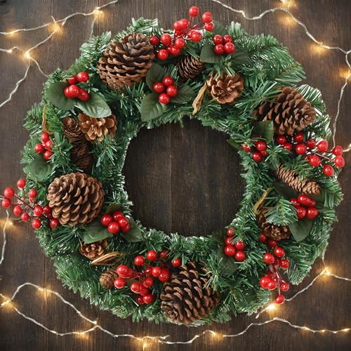 Couronne de Noël pour porte d'entrée rustique de 45cm - 4