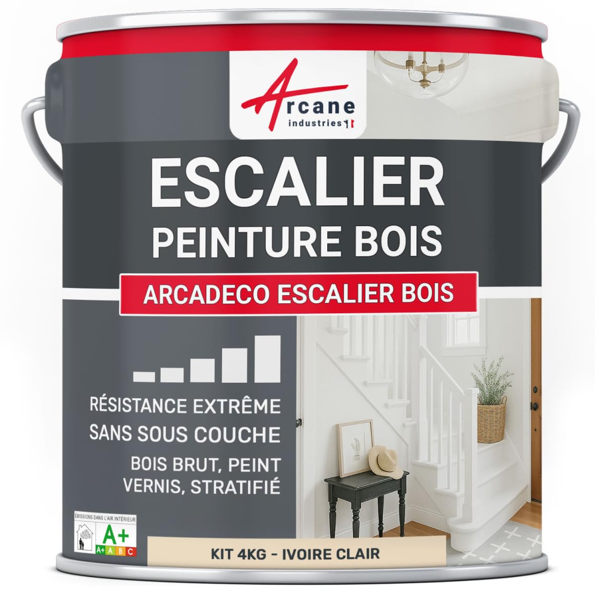 ARCANE INDUSTRIES Peinture pour escalier en bois - 4 kg Ivoire Clair - RAL 1015