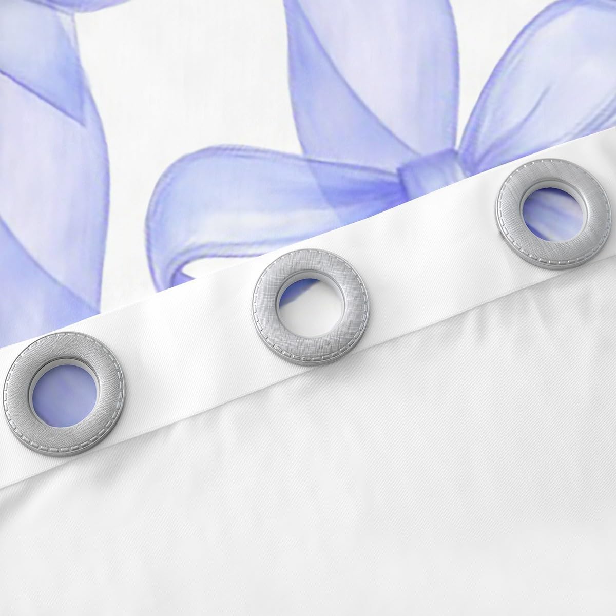 Bow Window Curtain,Light Blue Purple Bow Ribbon Curtains,Kids Girls Woman Teens Bowknot Lines Window Treatment Kawaii Sweet Bedroom Living Room Decor Top 2 Panels,42Wx63L