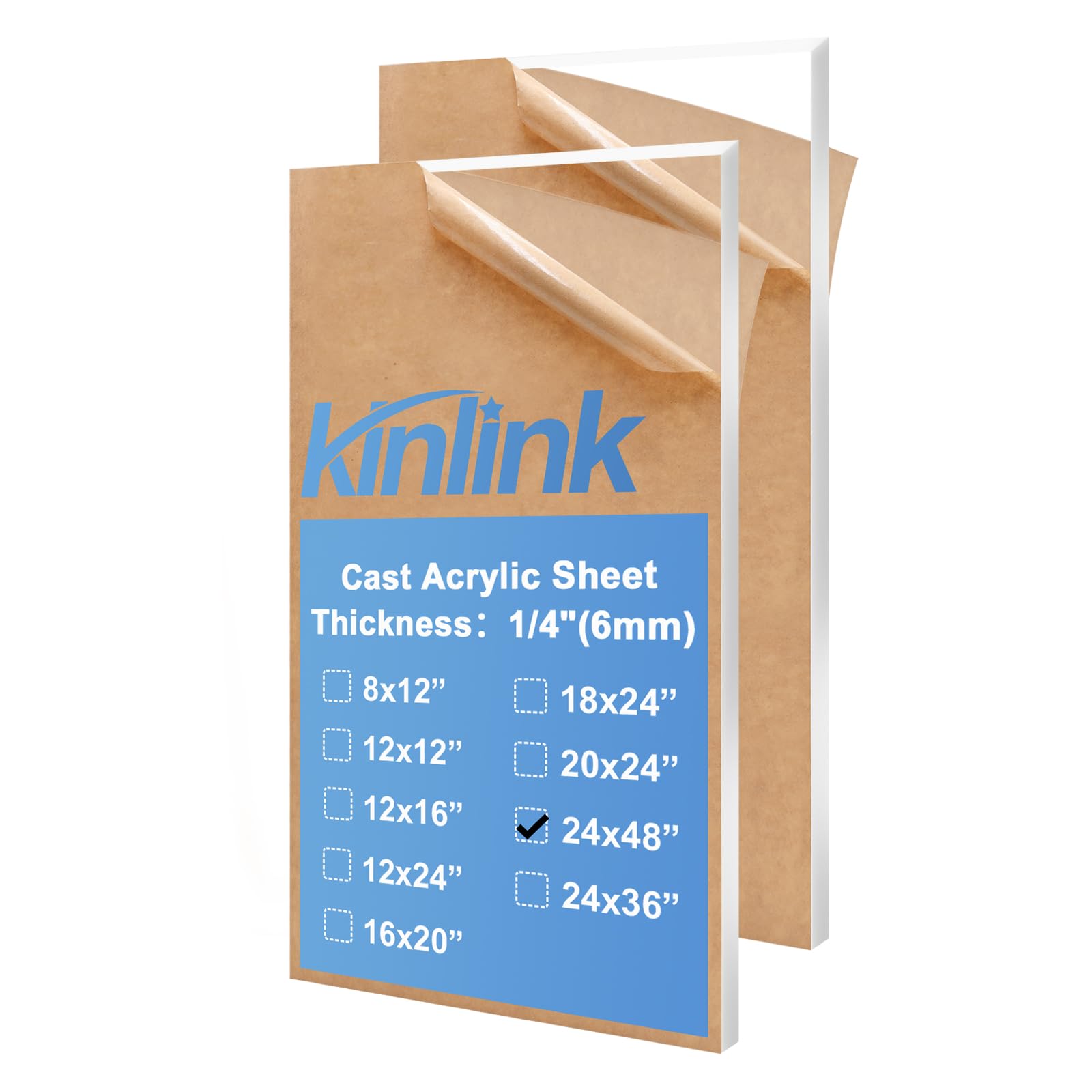 Clear Acrylic Sheets - 2 Pack 12x12 -16